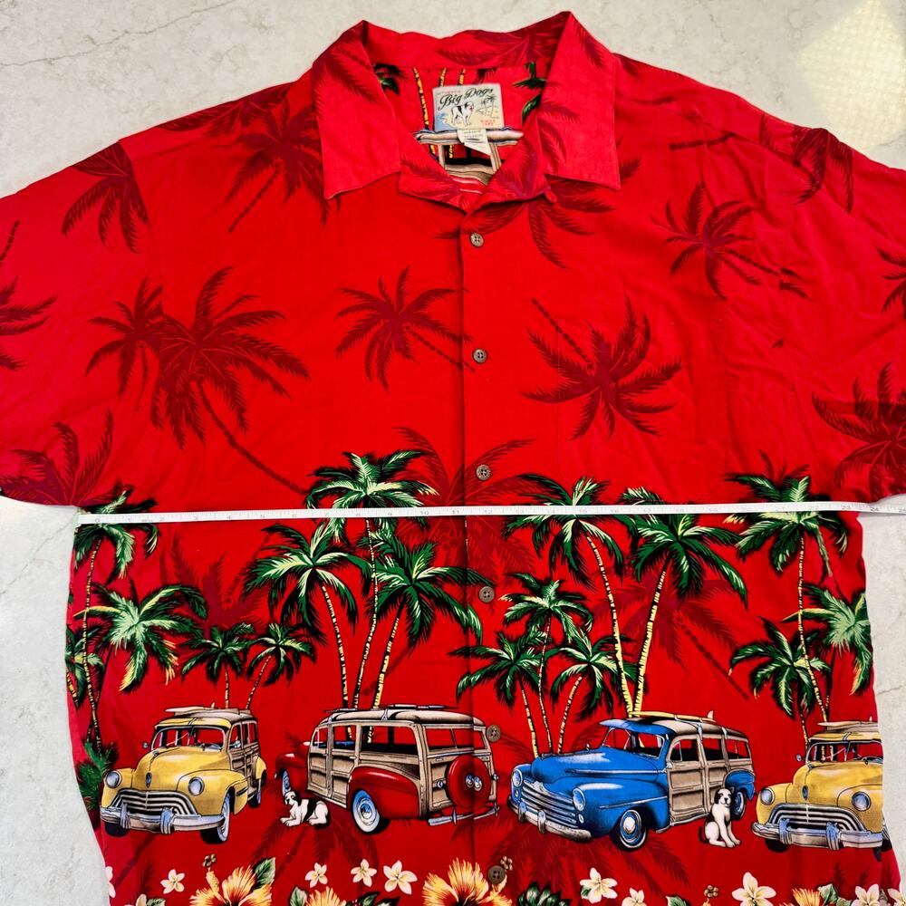 Vintage Big Dogs Hawaiian Shirt Men's 2XL Red Aloha Novelty Dadcore Vacation - Picture 8 of 16